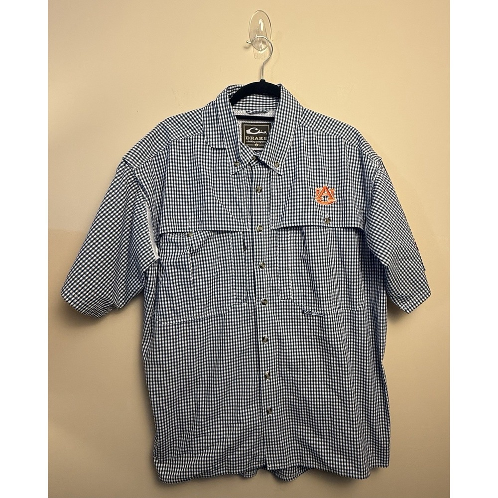 Drake Waterfowl Short Sleeve Auburn Tigers Fishing Hunting Shirt Size L